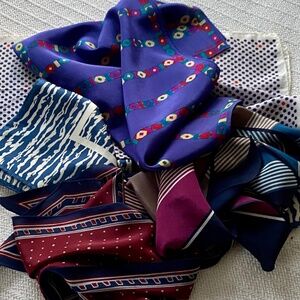 Six Scarves in Blue Colors, Sizes, and Designs